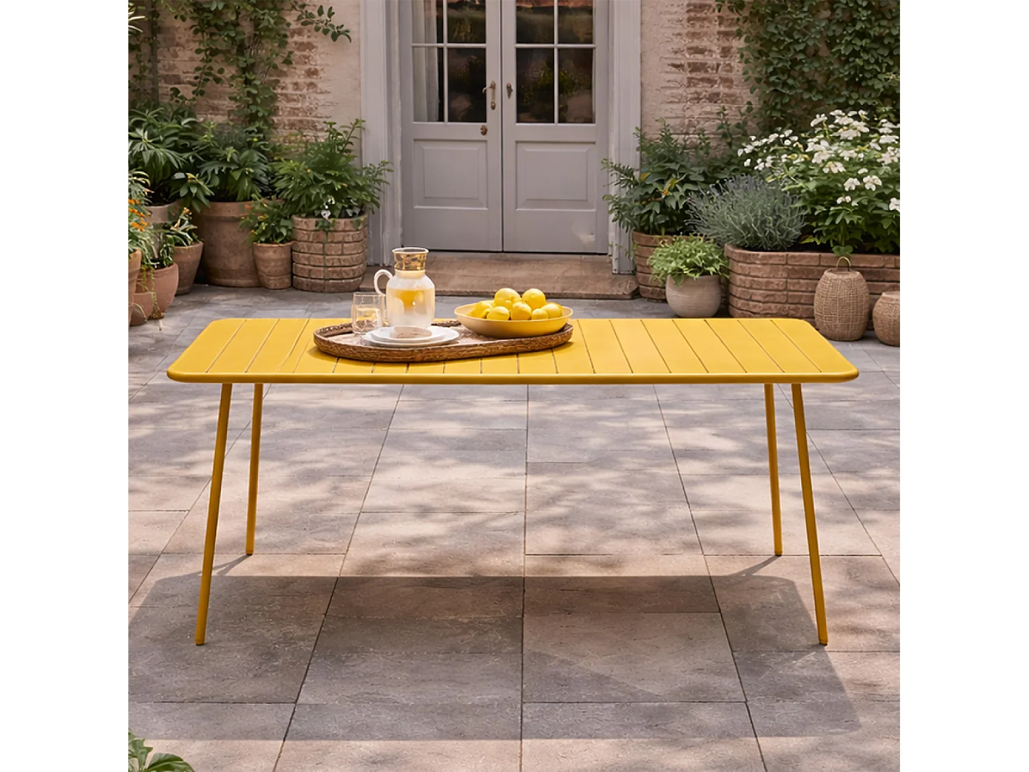 Table de jardin 6 places 160cm jaune BERGAME