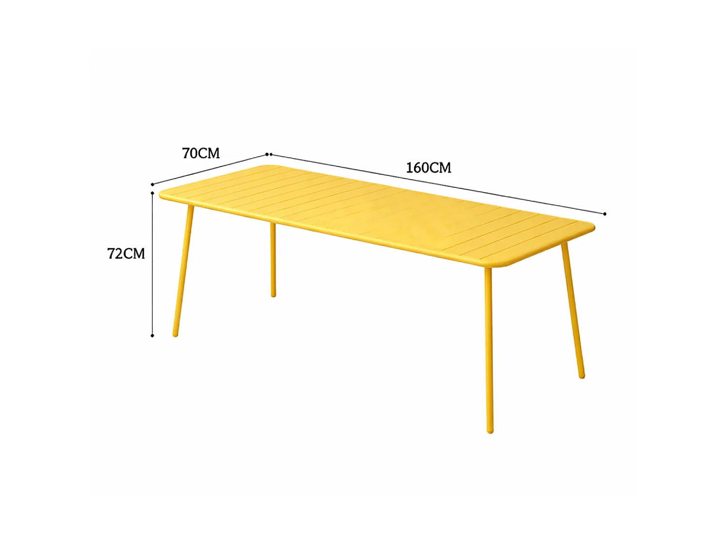 Table de jardin 6 places 160cm jaune BERGAME
