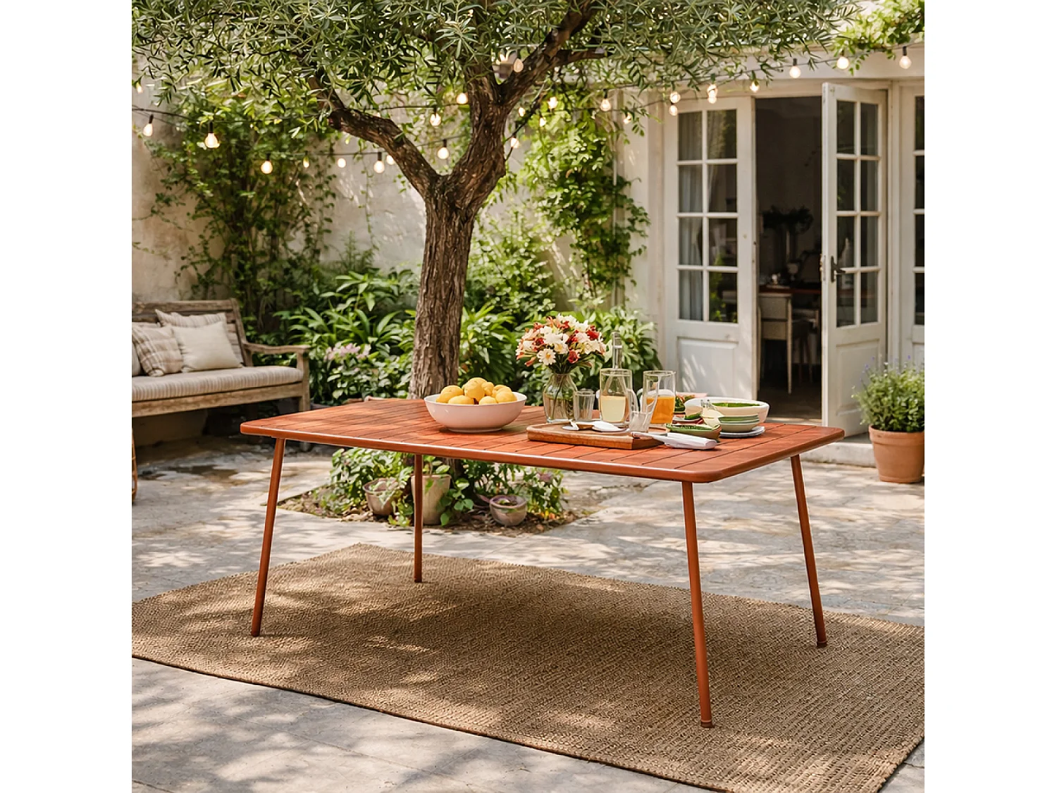 Table de jardin 6 places 160cm terracotta BERGAME