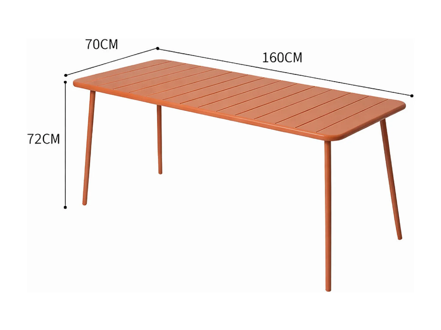 Table de jardin 6 places 160cm terracotta BERGAME