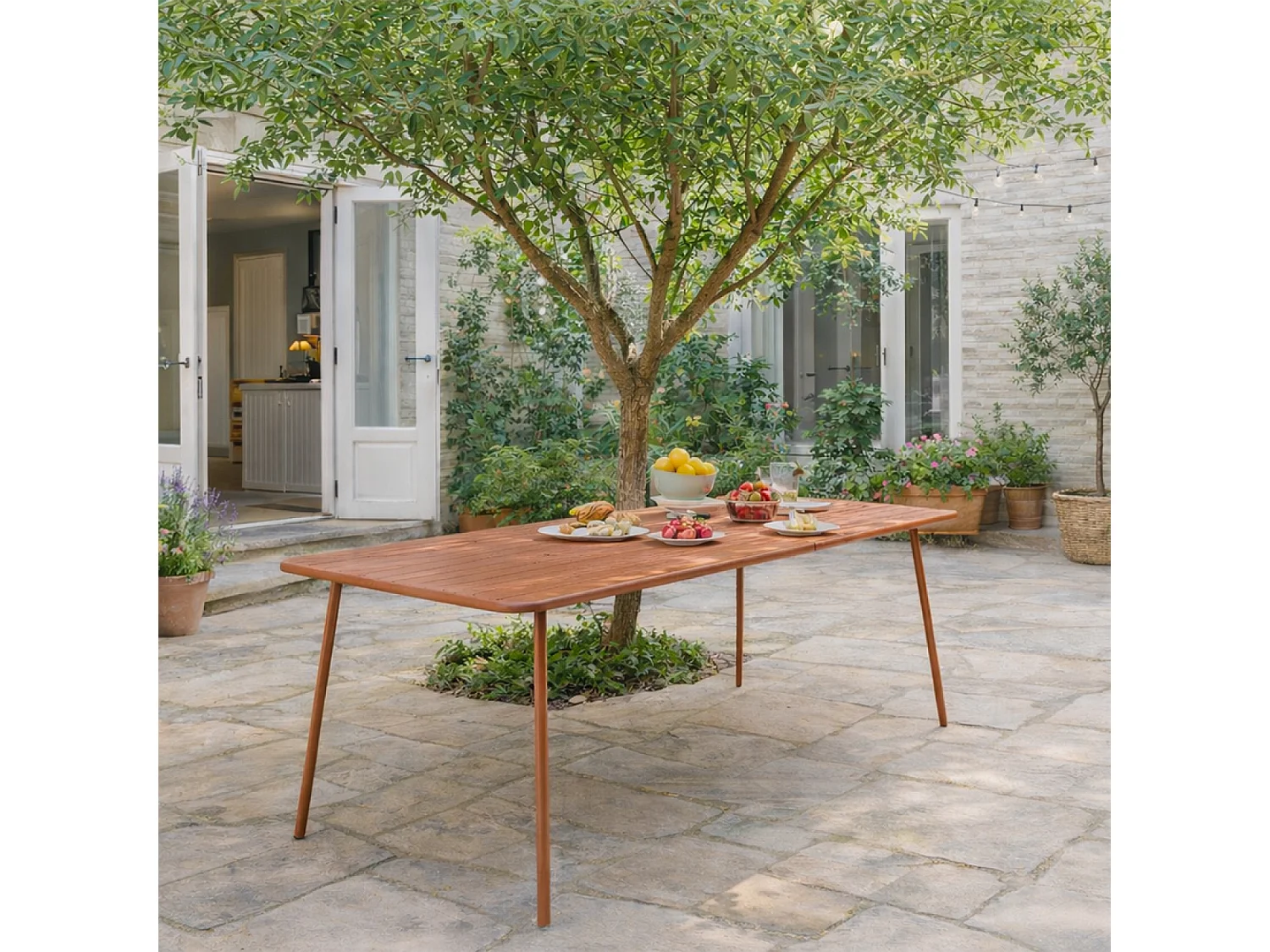 Table de jardin 6 places 160cm terracotta BERGAME
