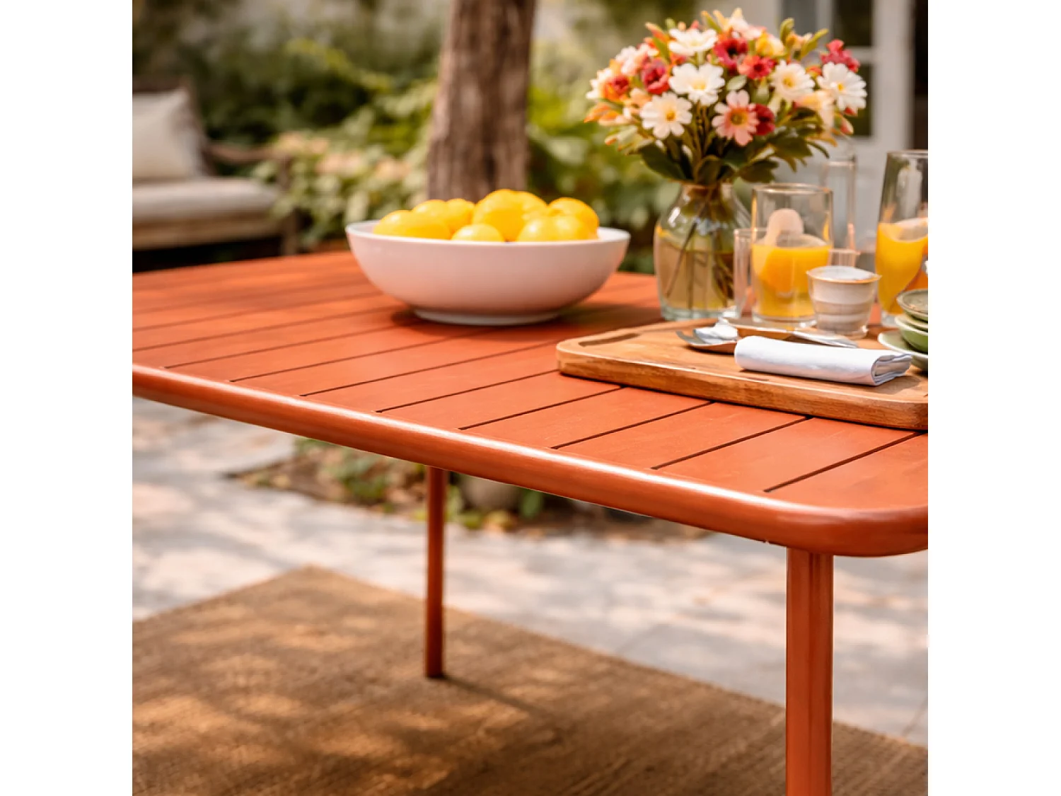 Table de jardin 6 places 160cm terracotta BERGAME