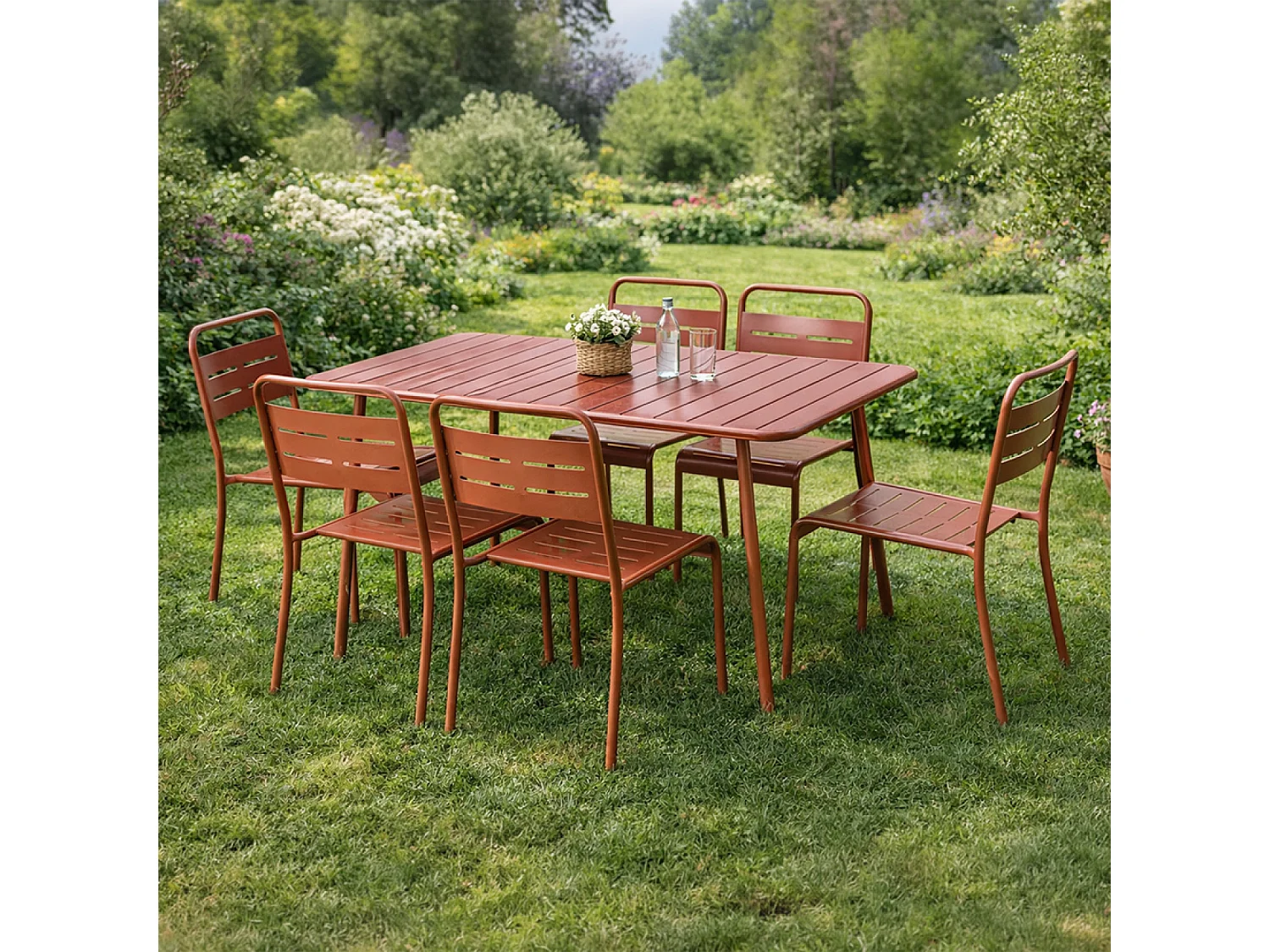 Table de jardin 4 à 6 places 120cm terracotta BERGAME