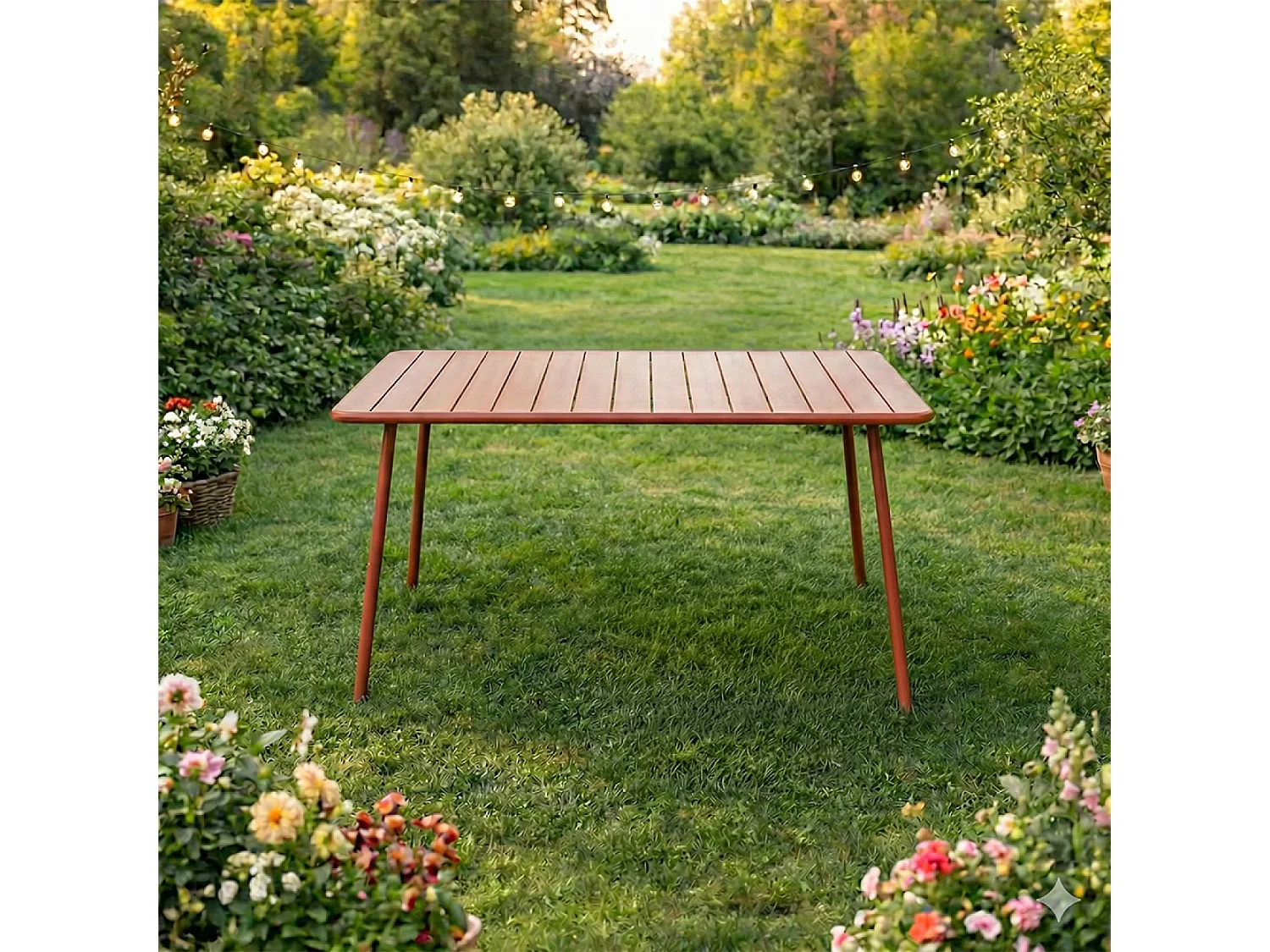 Table de jardin 4 à 6 places 120cm terracotta BERGAME