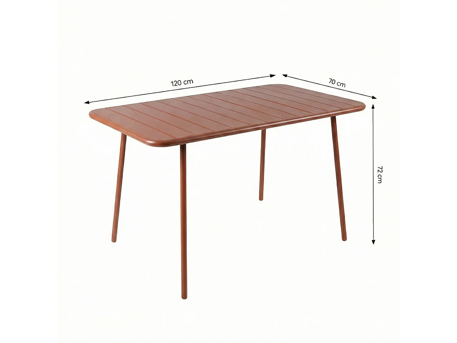 Table de jardin 4 à 6 places 120cm terracotta BERGAME
