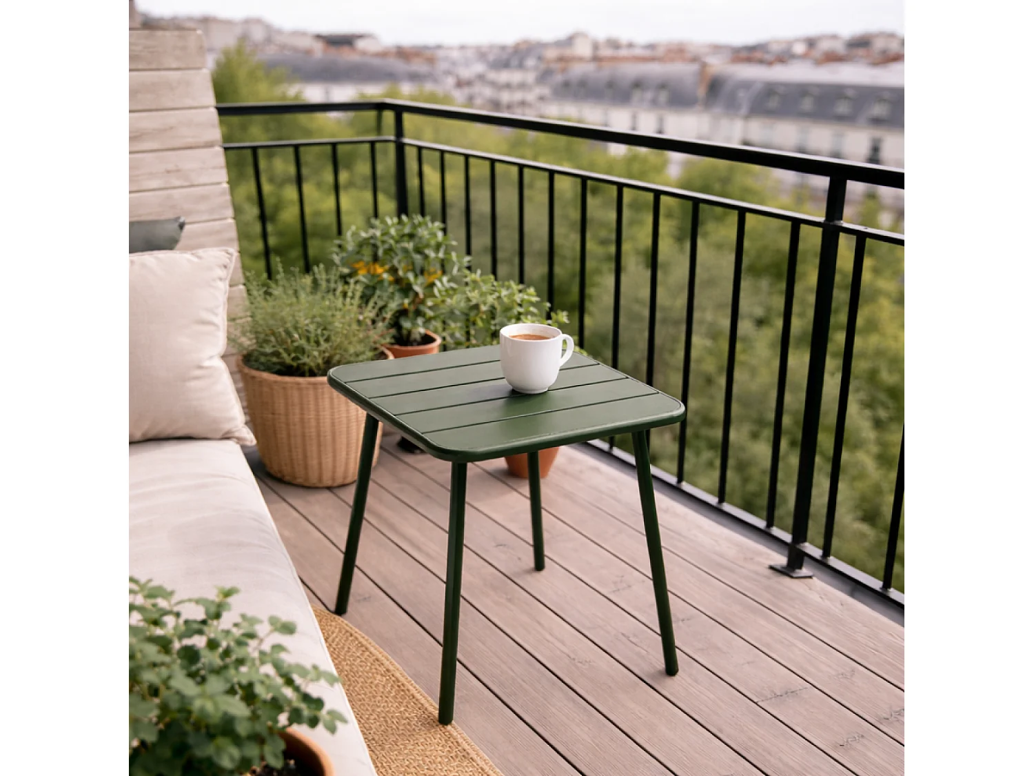 Table carrée 2 places 50x50cm vert BERGAME