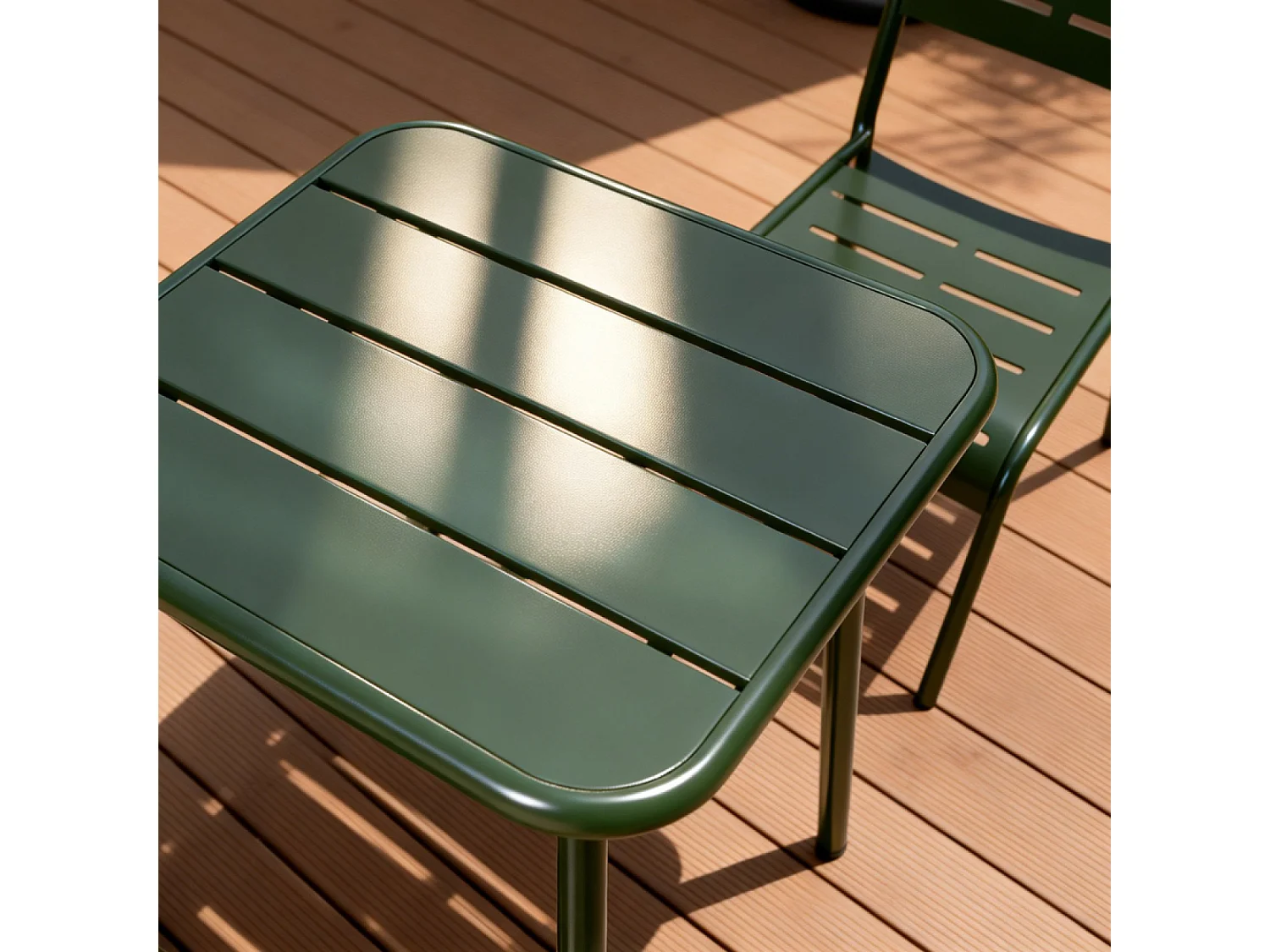 Table carrée 2 places 50x50cm vert BERGAME