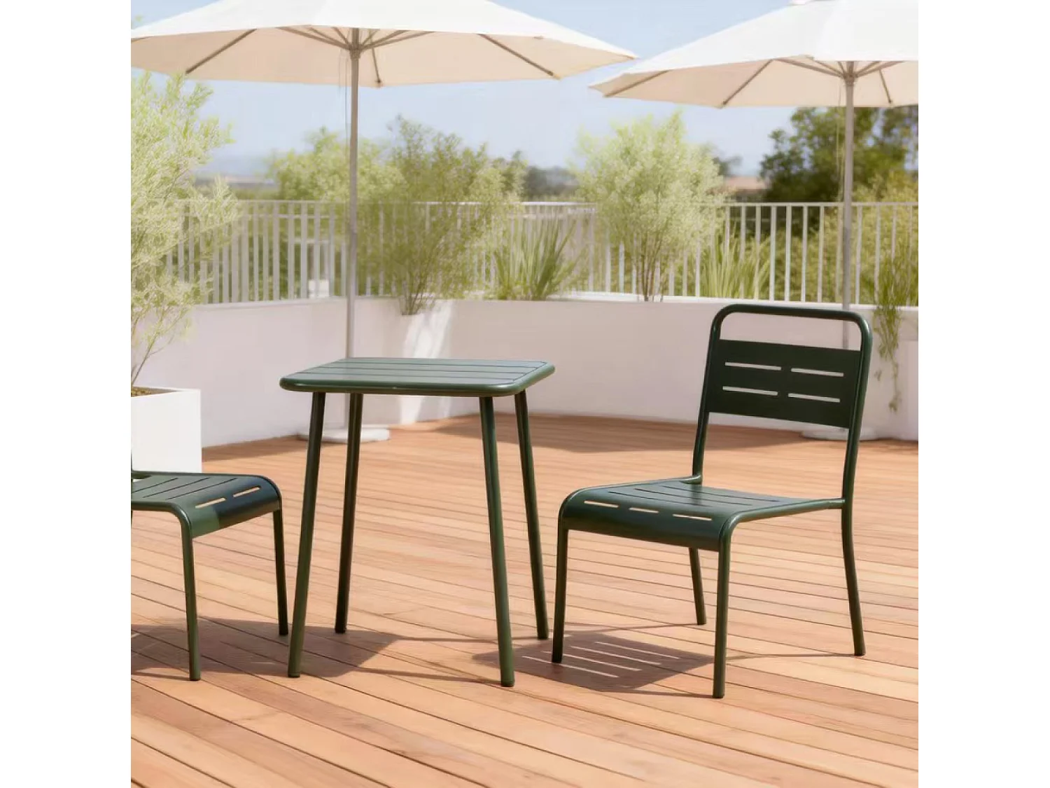 Table carrée 2 places 50x50cm vert BERGAME