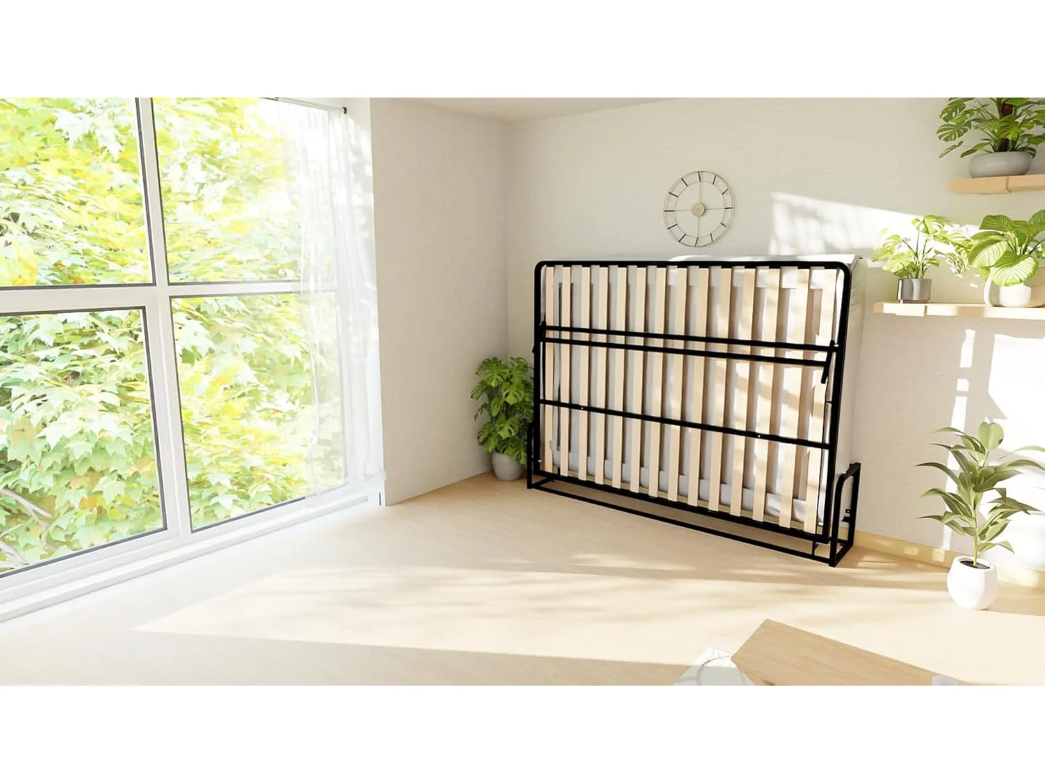 Wallbedking Wandbett 200x160 Horizontal Classic, Klappbett mit Gasdruckfeder