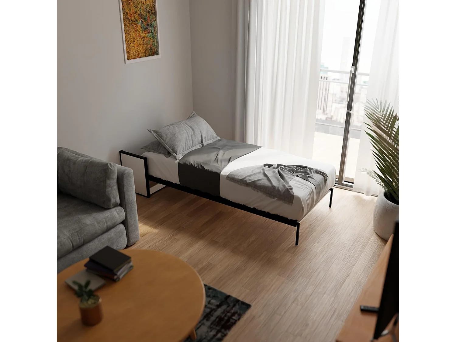 Wallbedking Wandbett 140x200 Vertikal Studio, Klappbett mit Gasdruckfeder