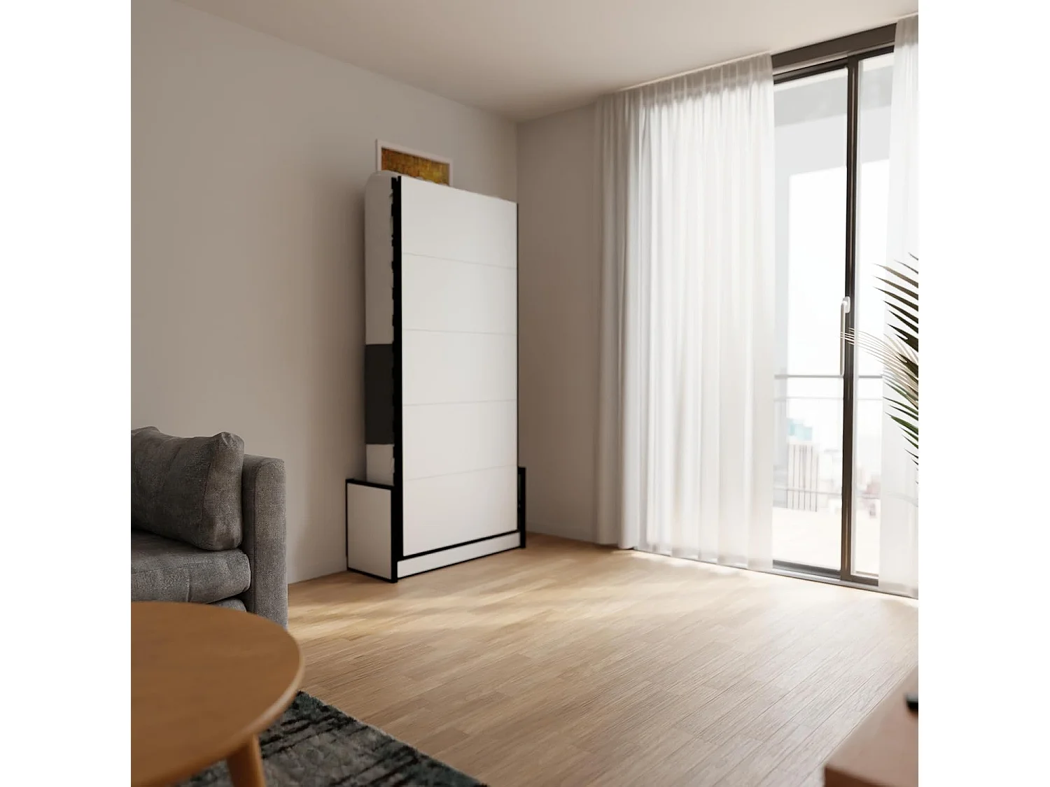 Wallbedking Wandbett 90x200 Vertikal Studio, Klappbett mit Gasdruckfeder