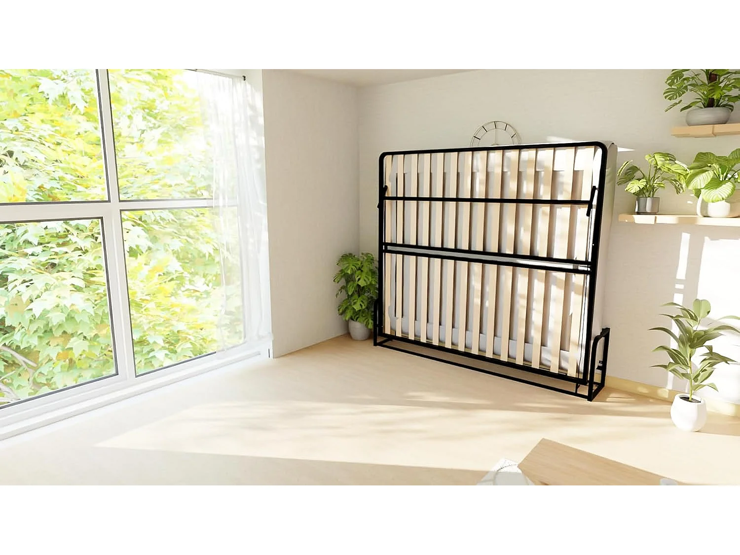 Wallbedking Wandbett 200x180 Horizontal Classic, Klappbett mit Gasdruckfeder