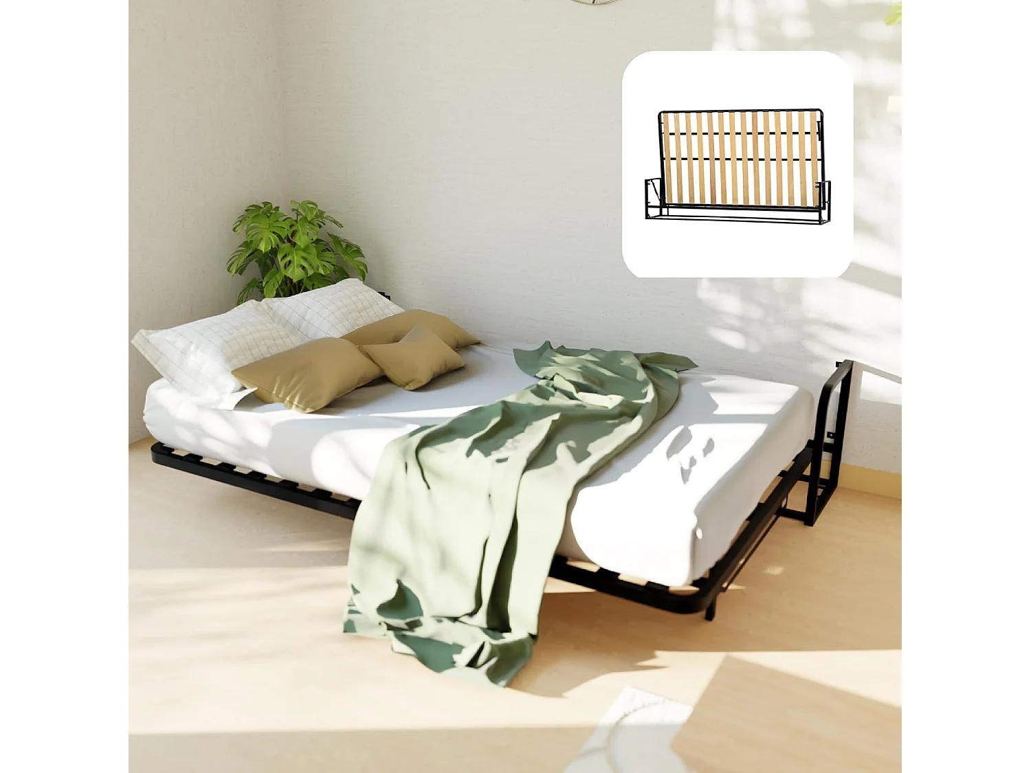 Wallbedking Wandbett 190x120 Horizontal Classic, Klappbett mit Gasdruckfeder