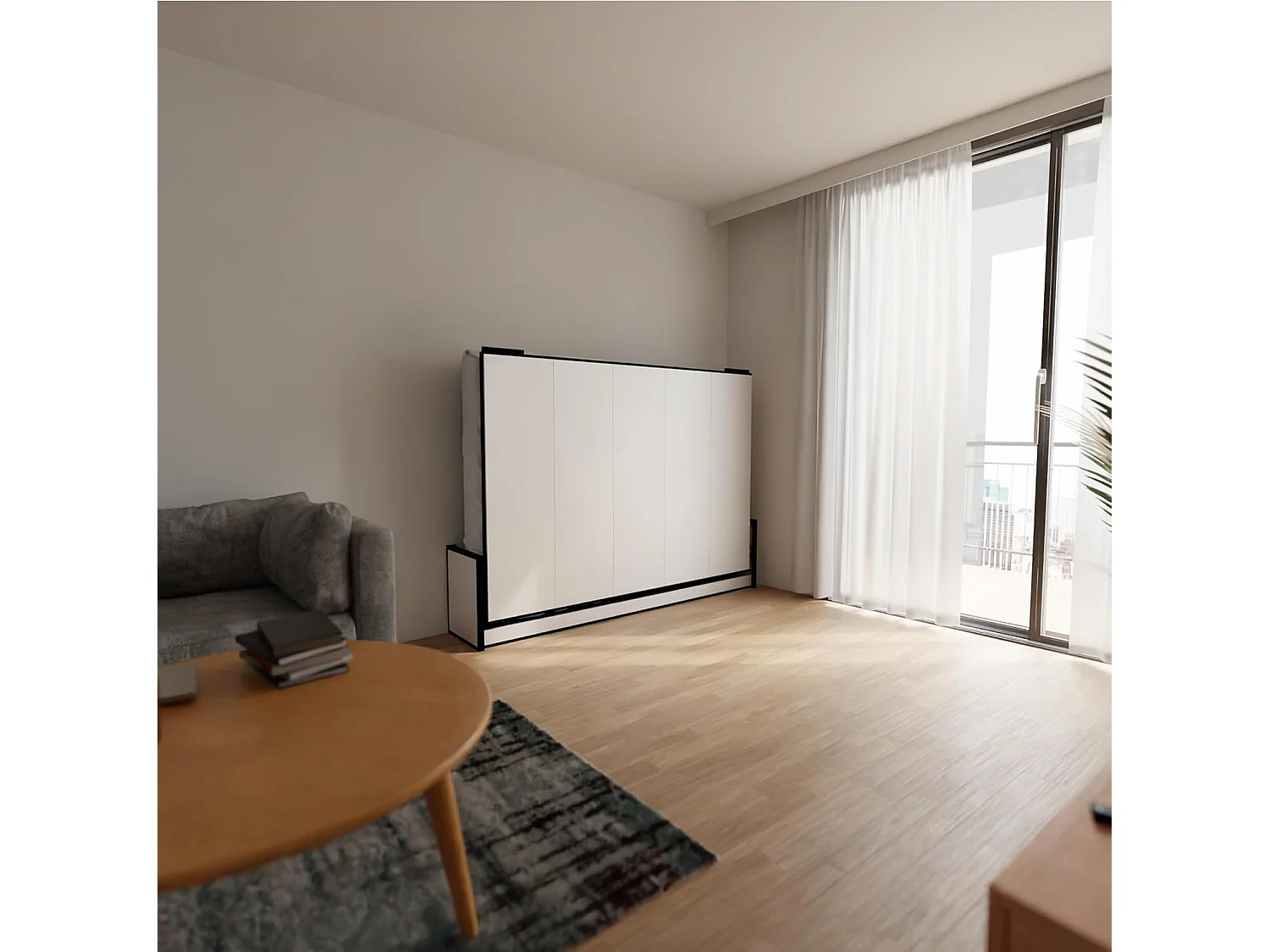 Wallbedking Wandbett 190x120 Horizontal Studio, Klappbett mit Gasdruckfeder
