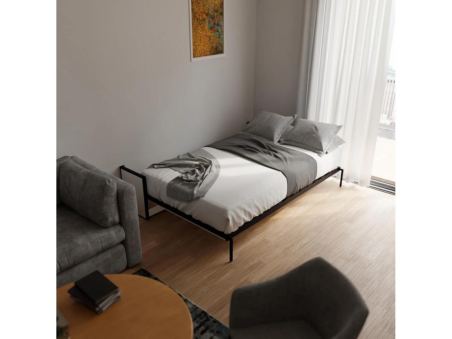 Wallbedking Wandbett 190x120 Horizontal Studio, Klappbett mit Gasdruckfeder