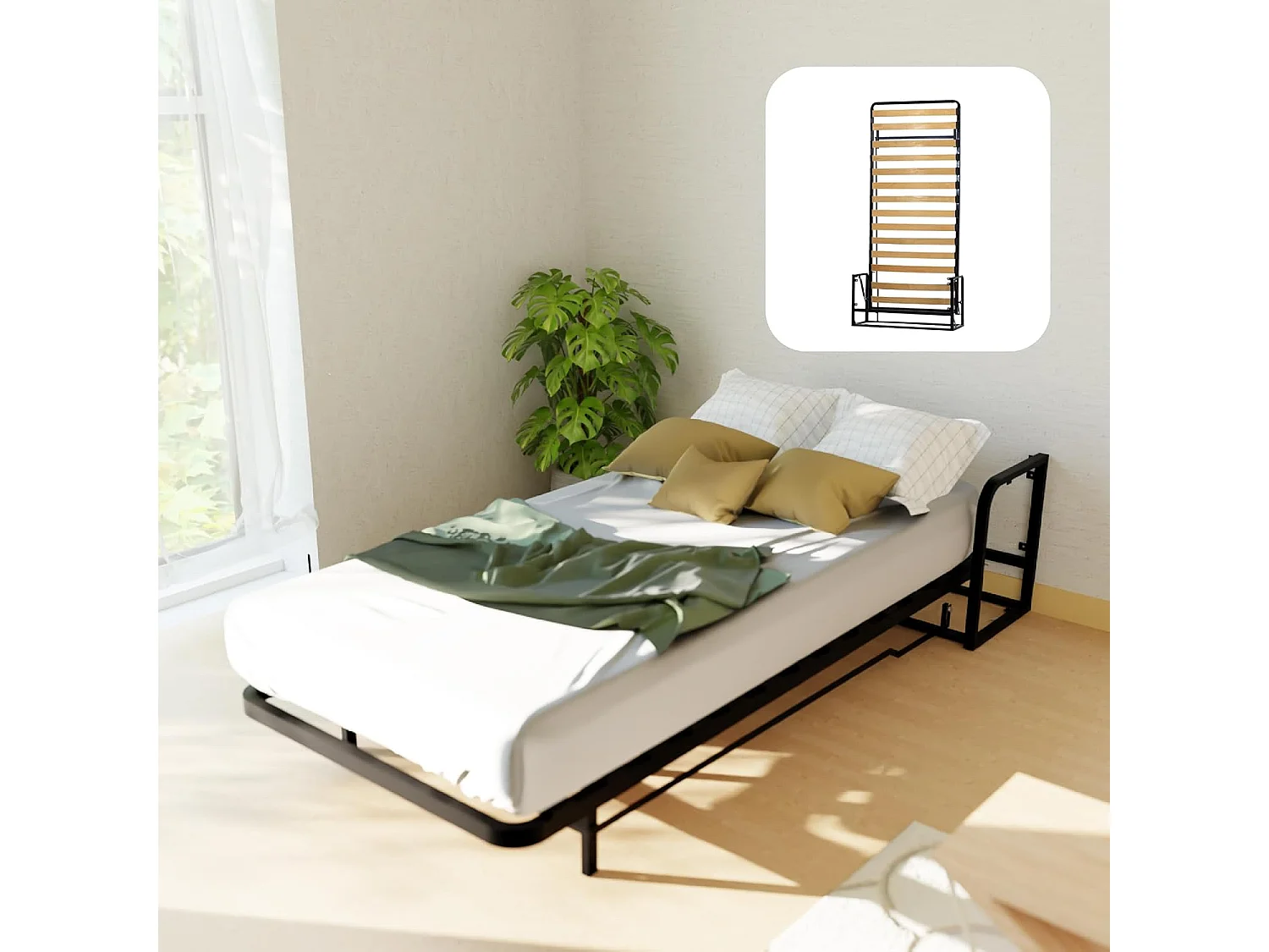 Wallbedking Wandbett 76x190 Vertikal Classic, Klappbett mit Gasdruckfeder