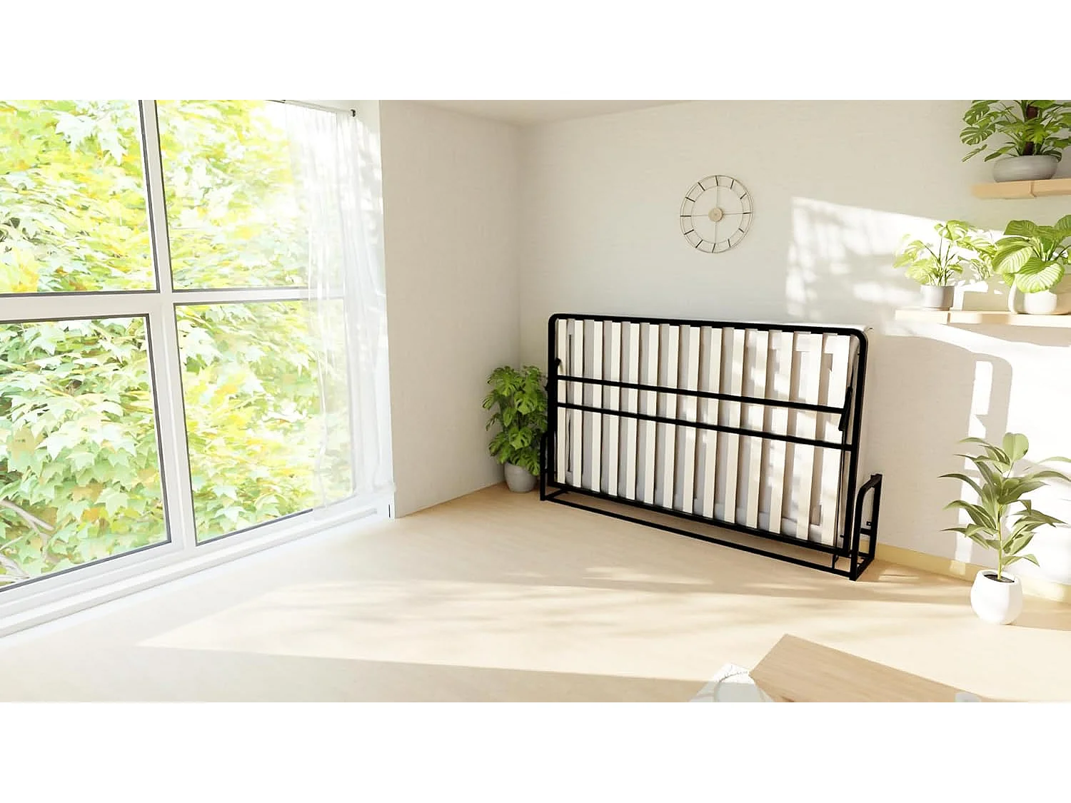 Wallbedking Wandbett 200x120 Horizontal Classic, Klappbett mit Gasdruckfeder