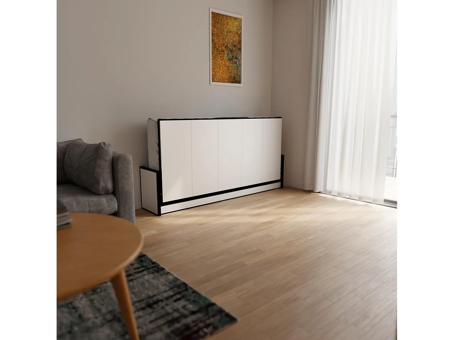 Wallbedking Wandbett 190x90 Horizontal Studio, Klappbett mit Gasdruckfeder