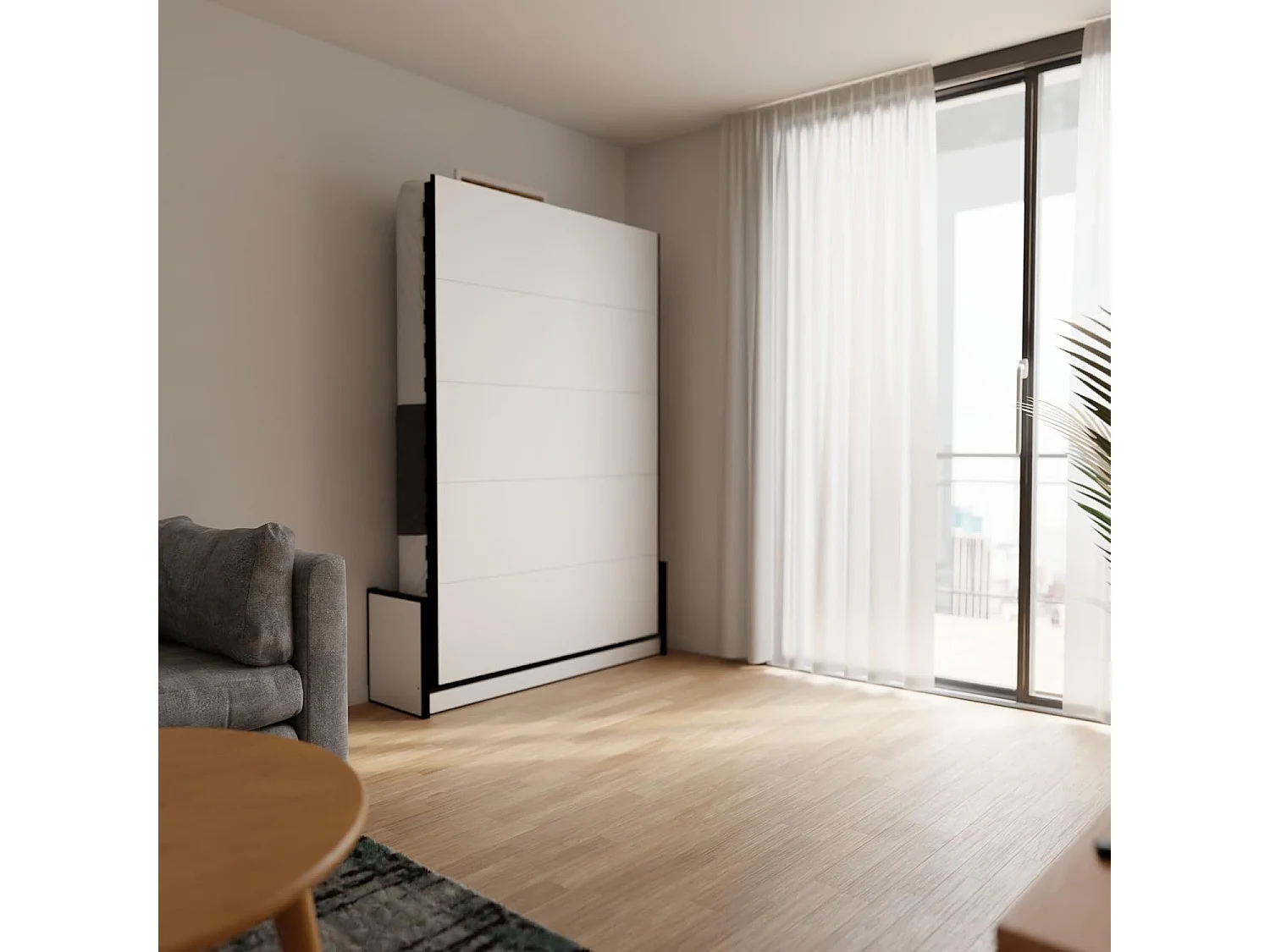 Wallbedking Wandbett 150x200 Vertikal Studio, Klappbett mit Gasdruckfeder