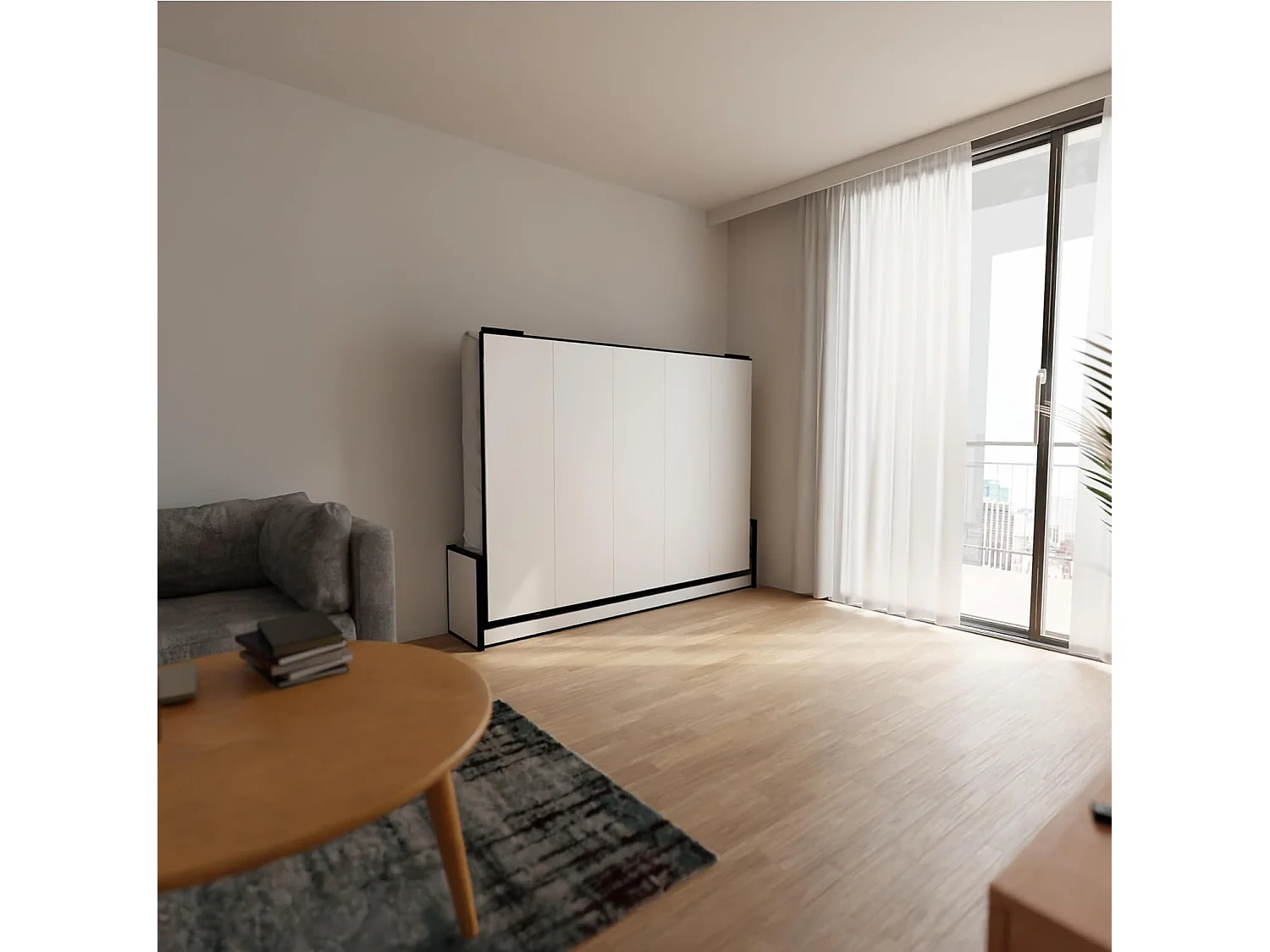 Wallbedking Wandbett 190x135 Horizontal Studio, Klappbett mit Gasdruckfeder