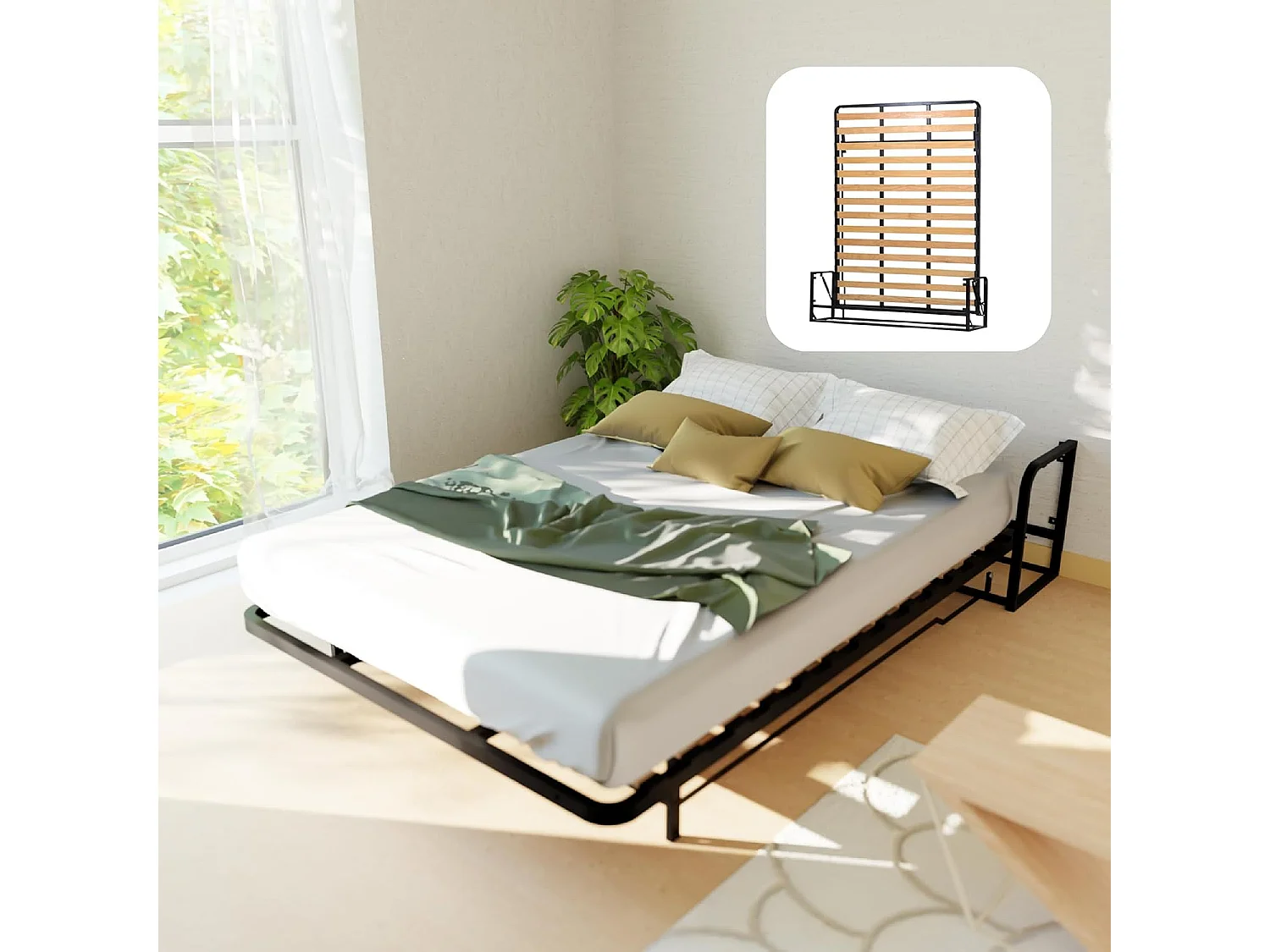 Wallbedking Wandbett 140x200 Vertikal Classic, Klappbett mit Gasdruckfeder