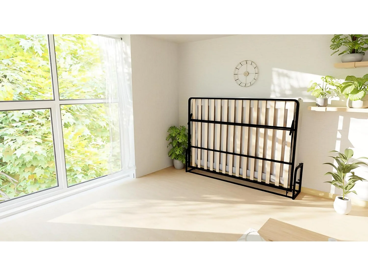 Wallbedking Wandbett 190x140 Horizontal Classic, Klappbett mit Gasdruckfeder