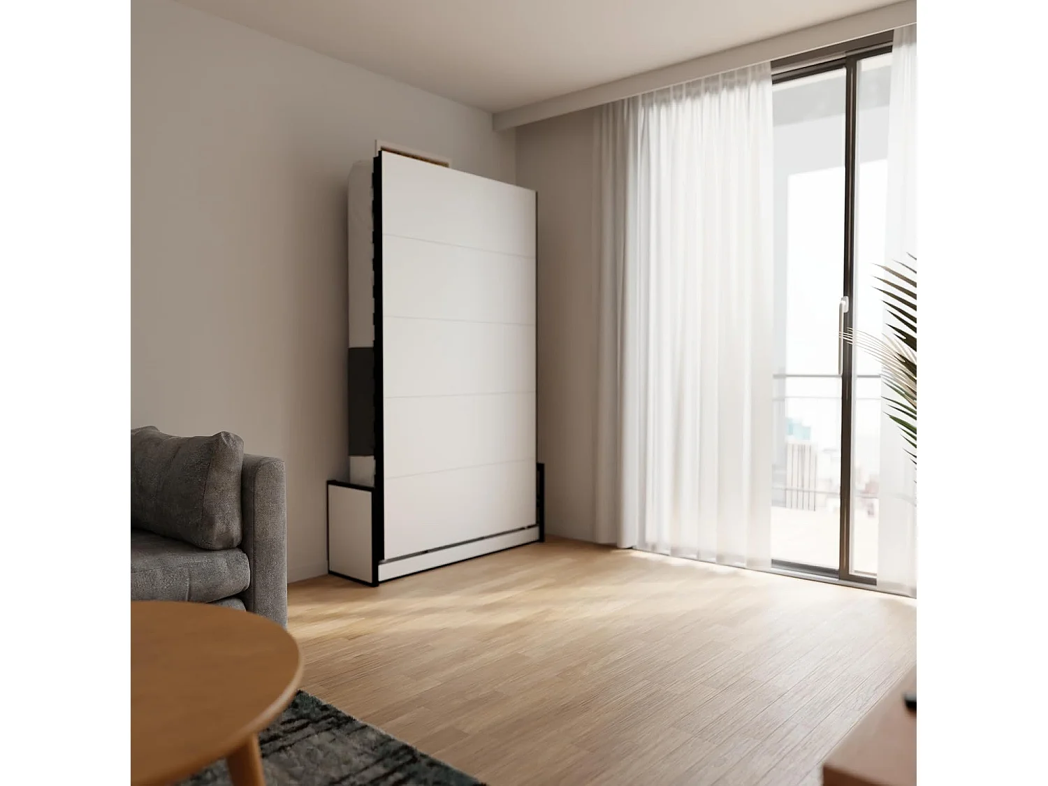 Wallbedking Wandbett 120x200 Vertikal Studio, Klappbett mit Gasdruckfeder