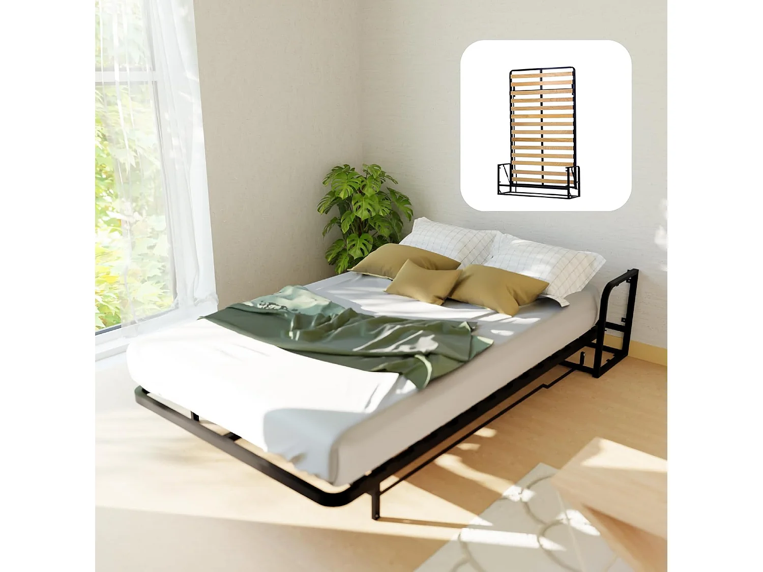 Wallbedking Wandbett 120x190 Vertikal Classic, Klappbett mit Gasdruckfeder