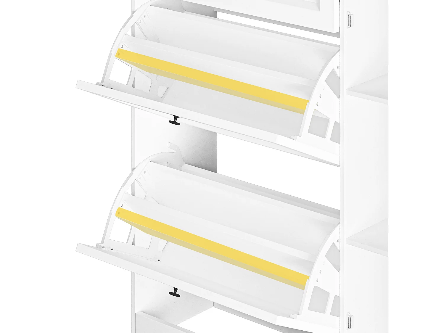 Bealife 3-en-1 Meuble chaussures avec 2 abattants,– 100x30x102 cm, Blanc - Étagères réglables en hauteur, Meuble chaussures spacieux et fonctionnel