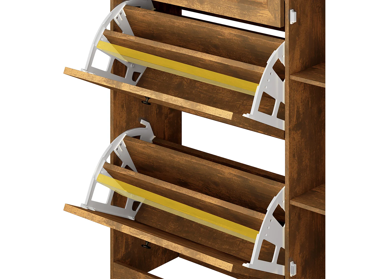 Bealife 3-en-1 Meuble chaussures avec 2 abattants, – 100x30x102 cm, Marron - Étagères réglables en hauteur, Meuble chaussures spacieux et fonctionnel