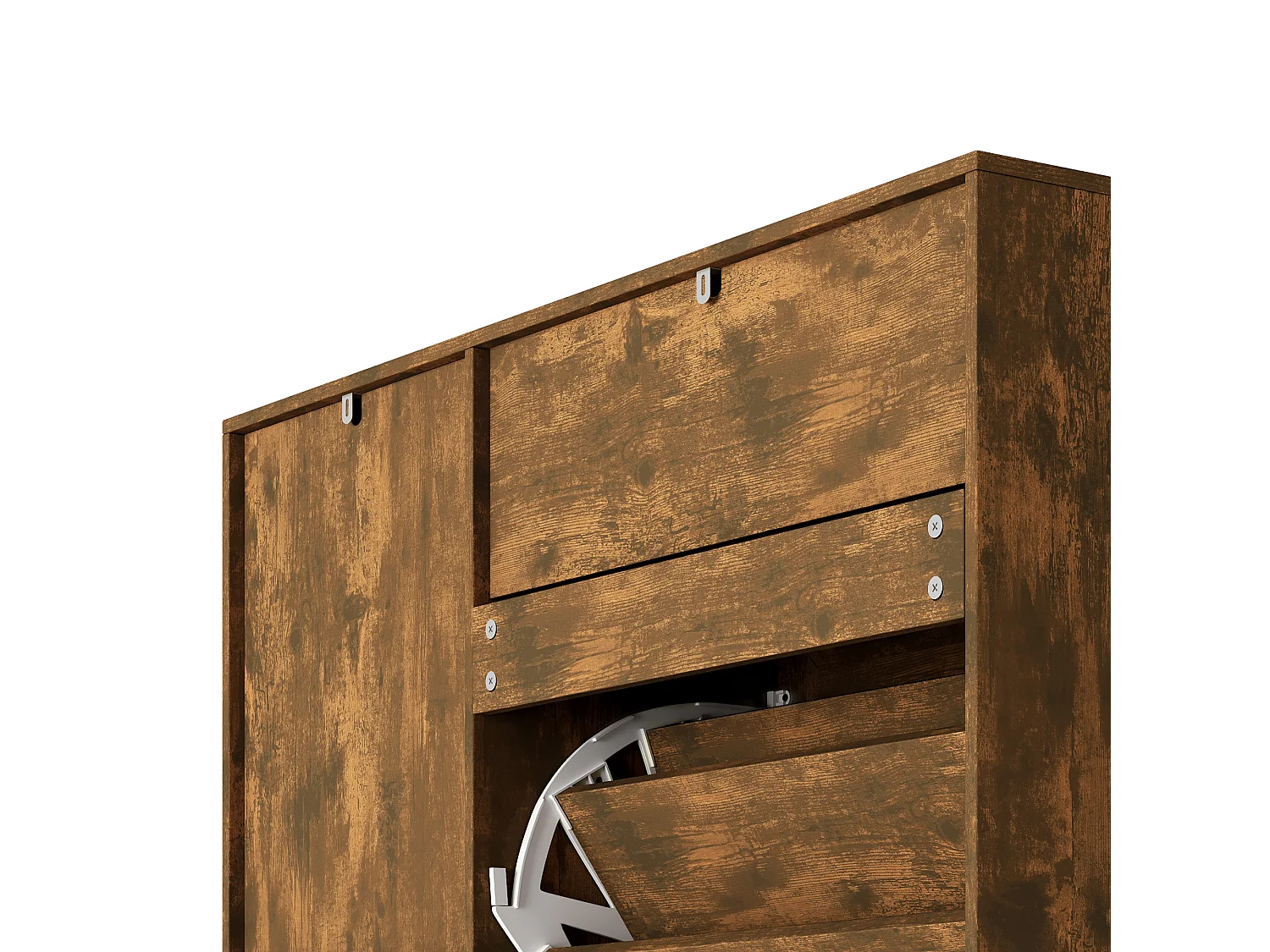 Bealife 3-en-1 Meuble chaussures avec 2 abattants, – 100x30x102 cm, Marron - Étagères réglables en hauteur, Meuble chaussures spacieux et fonctionnel