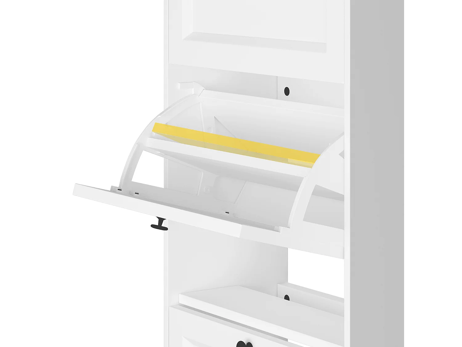 Bealife Meuble chaussures avec 2 abattants，1 tiroirs – 58x24x102 cm, Blanc-Étagères réglables en hauteur, Rangement chaussures moderne et fonctionnel