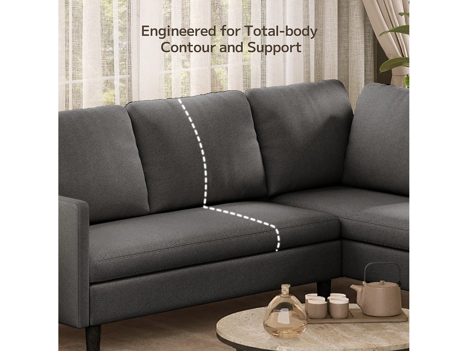 Bealife Canapé d’angle modulable 5 modes de combinaison, angle droit canapé convertible avec accoudoirs réglables - Gris anthracite