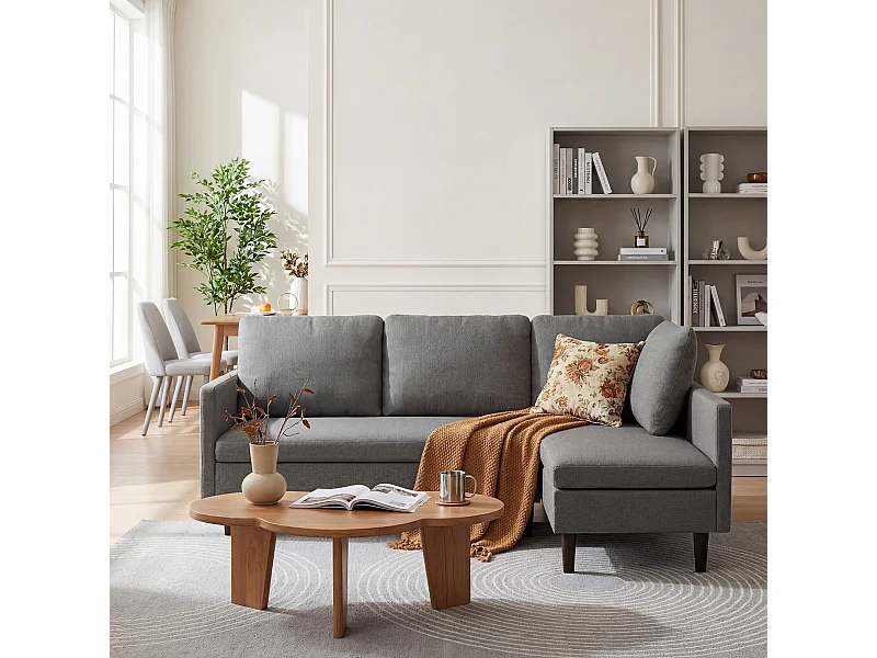 Bealife Canapé d’angle modulable 5 modes de combinaison, angle droit canapé convertible avec accoudoirs réglables - Gris anthracite