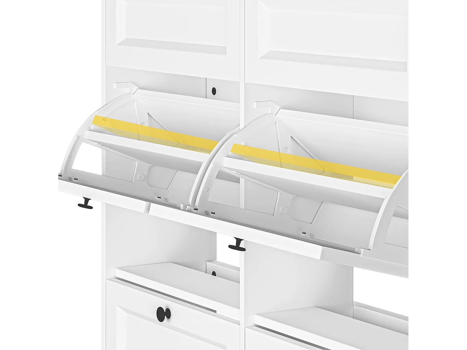 Bealife Meuble chaussures avec 4 abattants，2 tiroirs – 95x24x102 cm, Marron - Étagères réglables en hauteur, Meuble chaussures spacieux et fonctionnel