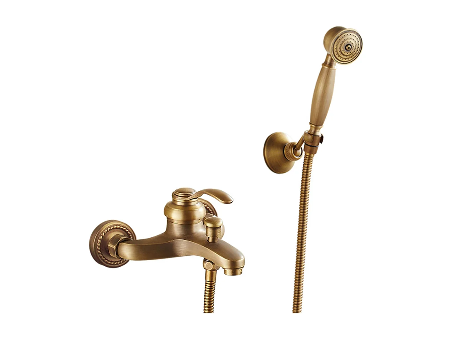 Robinet de baignoire style rétro Vintage simple en Laiton mitigeur avec  douchette mural cartouche céramique cuivre