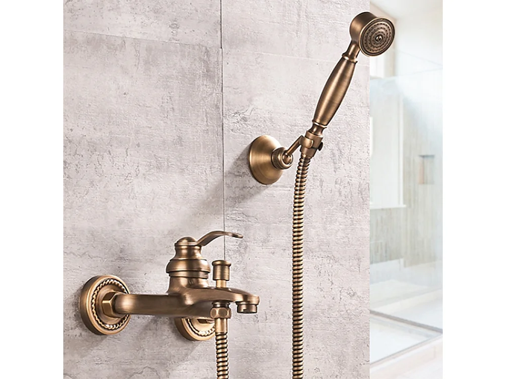 Robinet de baignoire style rétro Vintage simple en Laiton mitigeur avec  douchette mural cartouche céramique cuivre