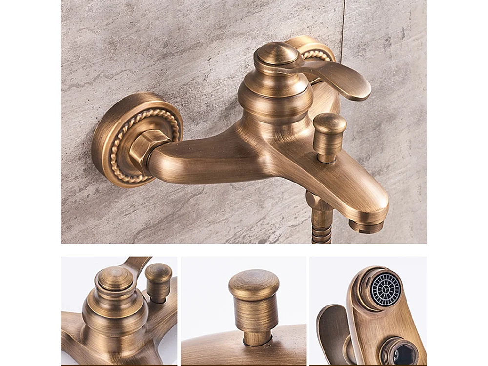 Robinet de baignoire style rétro Vintage simple en Laiton mitigeur avec  douchette mural cartouche céramique cuivre