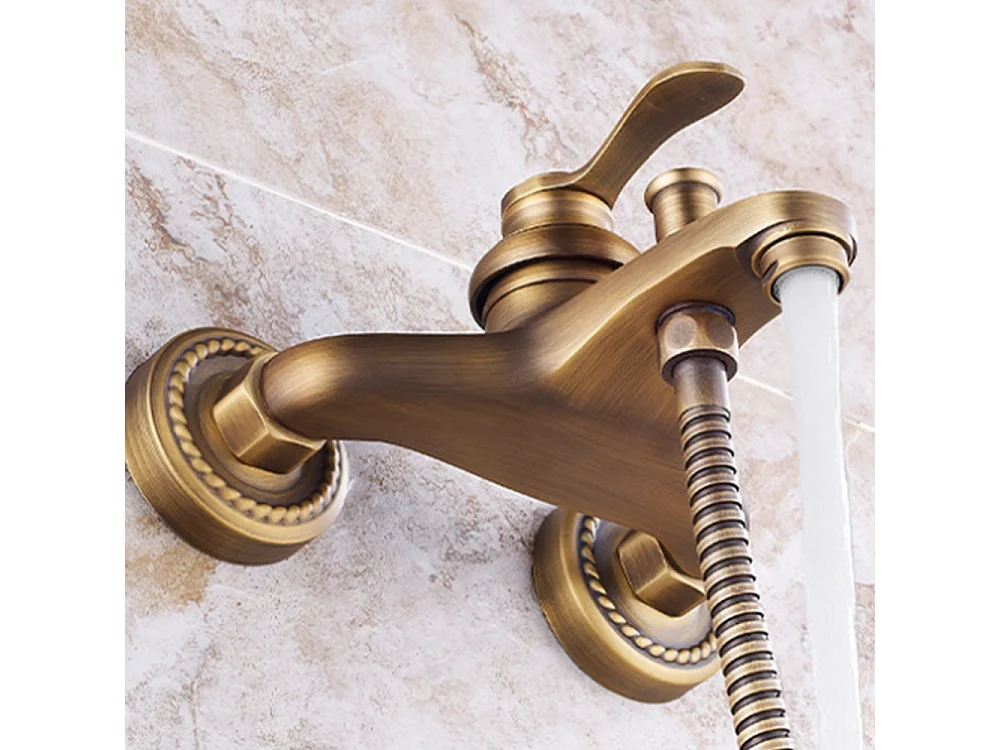 Robinet de baignoire style rétro Vintage simple en Laiton mitigeur avec  douchette mural cartouche céramique cuivre