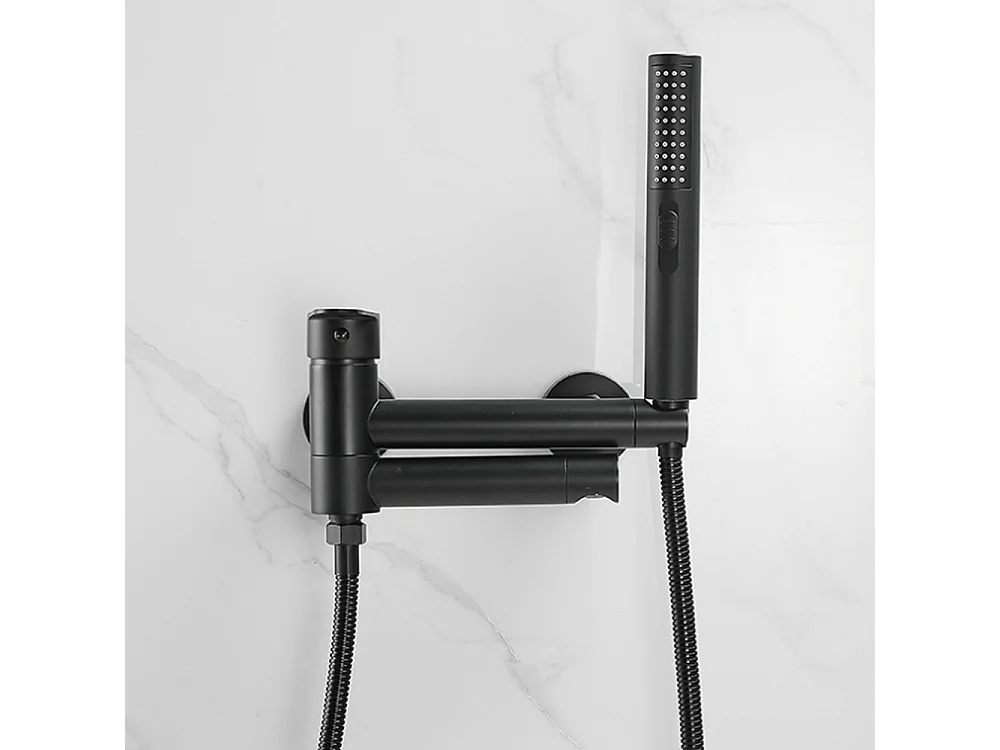 Robinet de baignoire style moderne en Laiton mitigeur avec douchette cartouche céramique Mural Noir