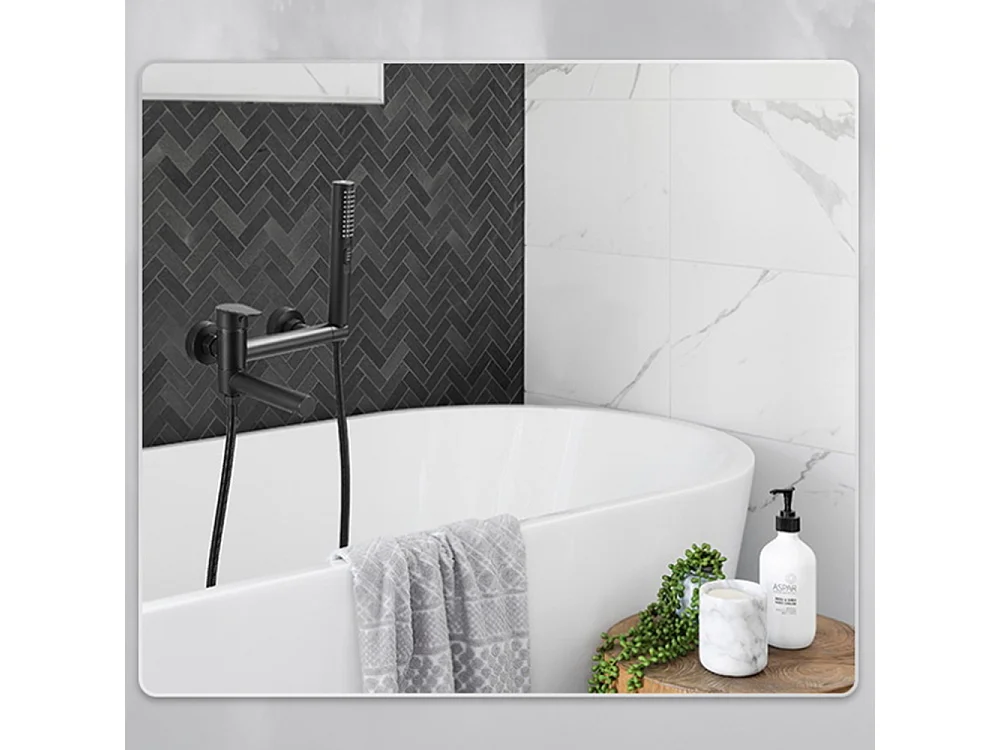Robinet de baignoire style moderne en Laiton mitigeur avec douchette cartouche céramique Mural Noir
