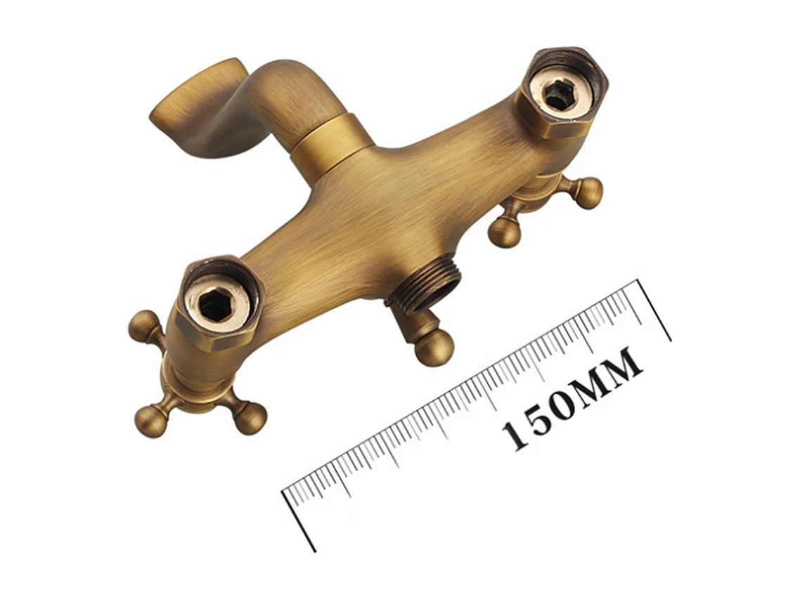 Robinet de baignoire style rétro Vintage en Laiton mélangeur avec Grosse douchette mural céramique cuivre