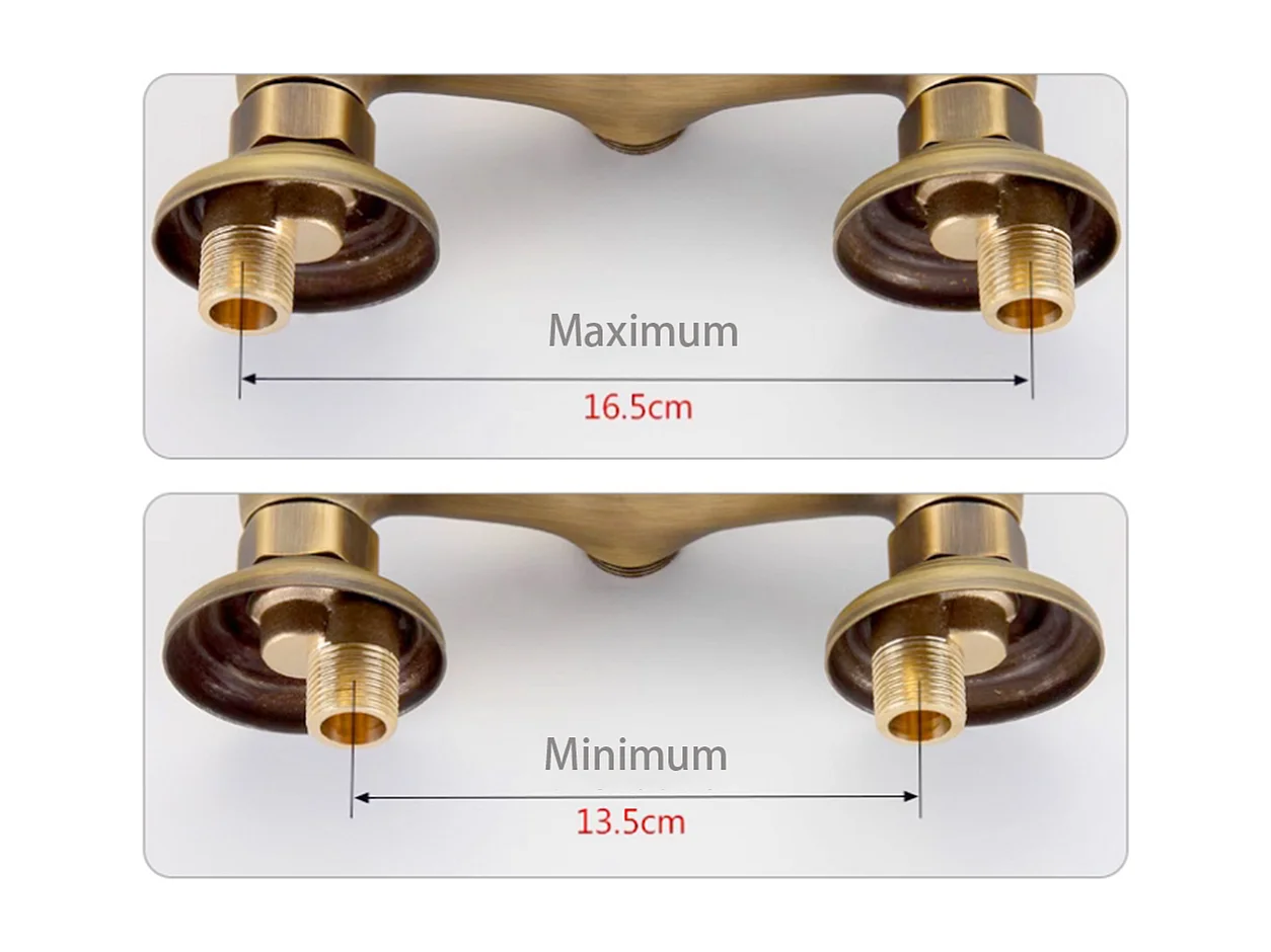 Robinet de baignoire style rétro Vintage en Laiton mélangeur avec Grosse douchette mural céramique cuivre