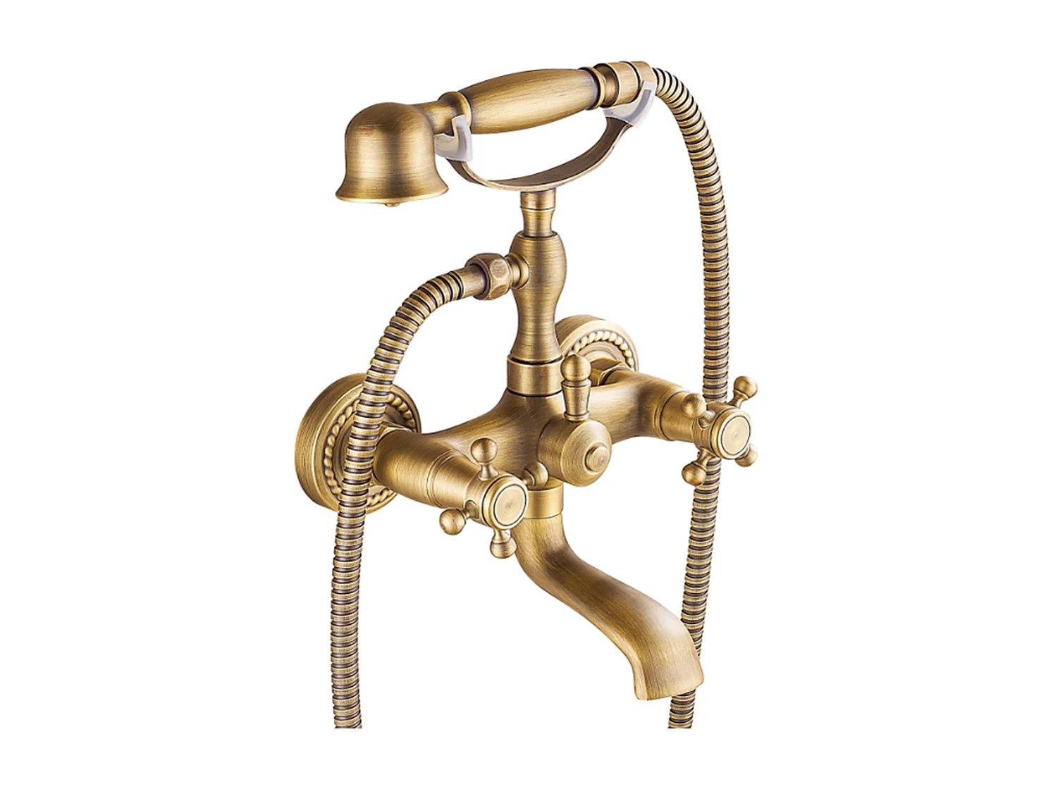 Robinet de baignoire style rétro Vintage en Laiton mélangeur avec douchette mural cartouche céramique cuivre