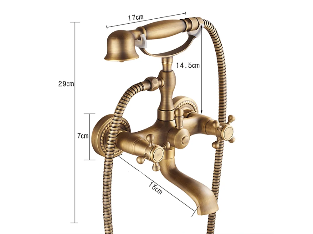 Robinet de baignoire style rétro Vintage en Laiton mélangeur avec douchette mural cartouche céramique cuivre