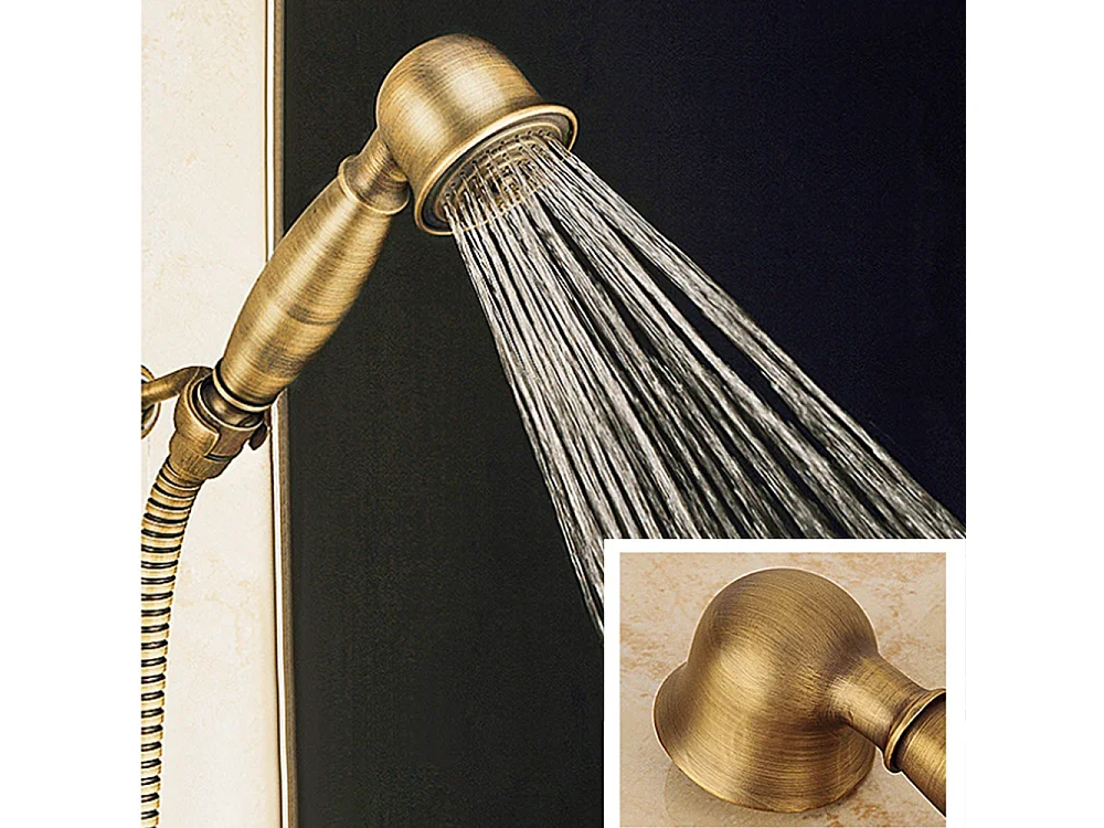 Robinet de baignoire style rétro Vintage en Laiton mélangeur avec douchette mural cartouche céramique cuivre