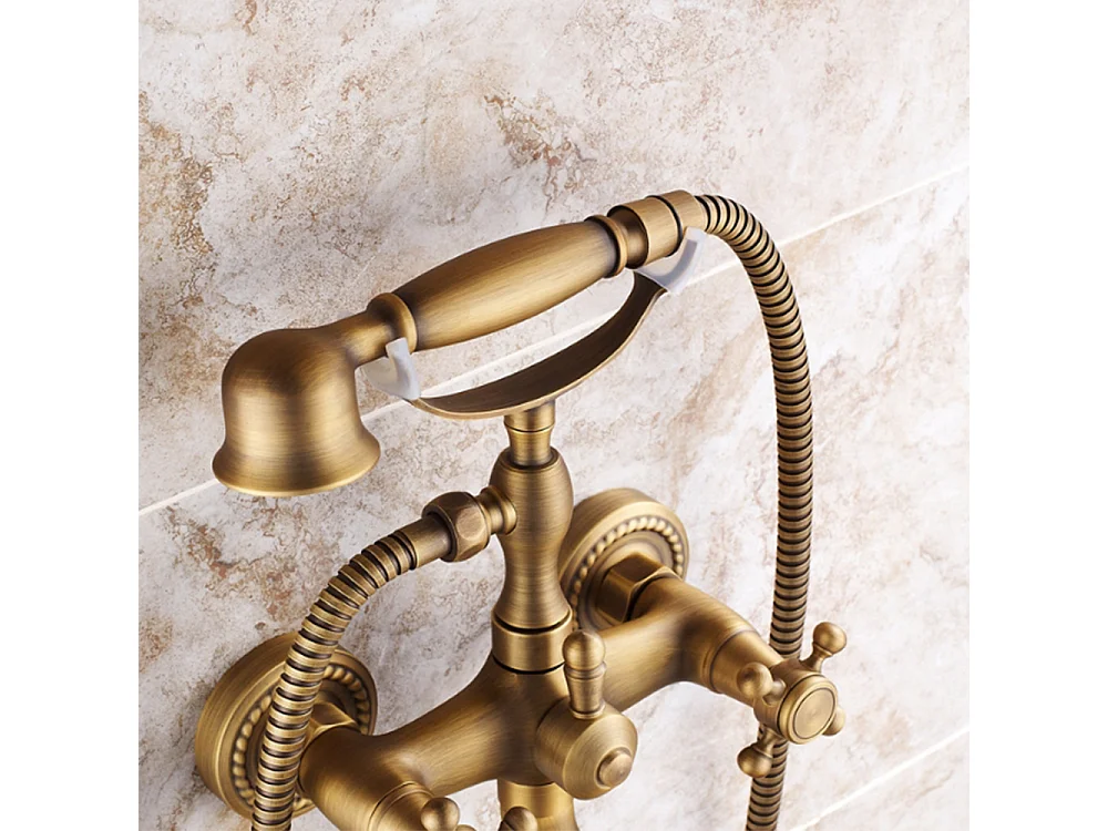 Robinet de baignoire style rétro Vintage en Laiton mélangeur avec douchette mural cartouche céramique cuivre