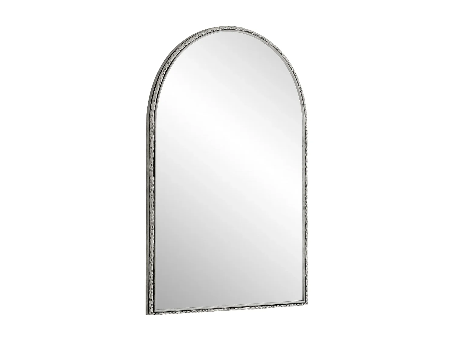 Miroir mural pour salle de bains 101x61cm Miroir de coiffeuse décoration arqué pour salon chambre à coucher et entrée Argent