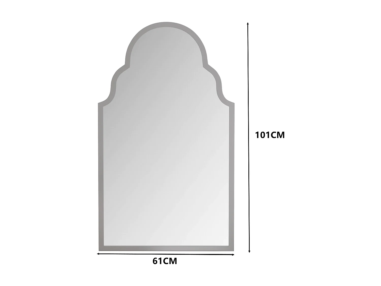 Miroir mural pour salle de bains 101x61cm Miroir de coiffeuse décoration pour salon chambre à coucher et entrée Argent