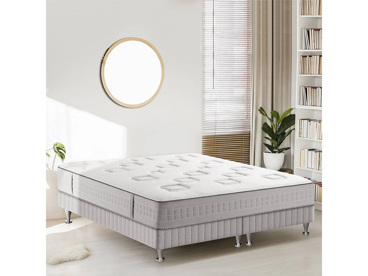 Ens CHALLENGE 180x200 matelas H24 ressort ensachés, très ferme, 2 sommiers